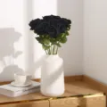 Artificial black rose bouquet in white ceramic vase for home decor wedding party. - Black