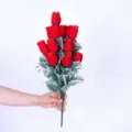Künstlicher roter Samt Rosen Blumenstrauß künstliche Blumen für Heimtextilien Hochzeit Braut. - Rot
