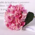 Artificial pink hydrangea flower single branch home wedding decor faux floral arrangement - Rose Red