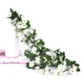 Artificial white rose vine garland fake flower hanging plant for home wedding decor - White