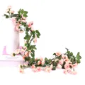 Artificial Pink Rose Vine Flower Garland Hanging Plant for Wedding Home Decoration - Pink