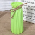 Moderne grüne Kunststoff-Vase mit rustikaler Juteschleife, minimalistischer Deko-Blumenbehälter. - Grün