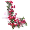 Artificial rose vine garland for wedding home balcony decoration fake flowers leaves - Rose Red