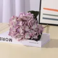 Bouquet d'hortensias artificiels 11 fourches fausses fleurs pour décoration de mariage à la maison - Violet