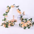 Artificial Rose Vine Garland Faux Flower String for Wedding Home Balcony Decor 1pc - Champagne