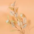 Branche de feuille d'eucalyptus artificielle avec baies blanches fausse plante verte maison - Jaune d'Automne