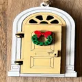 Wooden fairy door miniature Christmas wreath ornament outdoor garden landscape decor - Style A