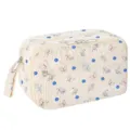Portable double-layer corduroy pencil case and cute cosmetic storage bag for school use. - Floral Butterfly