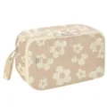 Borsa cosmetica a doppio strato in velluto a coste portatile custodia per cancelleria - Floreale Marrone
