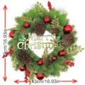 Christmas artificial wreath with pine cones red berries and Merry Christmas sign 43cm - Non-Lit Christmas Letter Wreath (43cm)