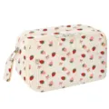 Astuccio in velluto a coste doppio strato fragola borsa trucco cancelleria beige - Fragola