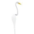 Rotating metal white egret garden ornament stake for outdoor yard and lawn art decoration - White