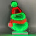 Cappello di Natale LED tunnel specchio infinito dettaglio che mostra luci rosse e verdi. - Pupazzo di Neve