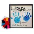 DIY Vatertag Handabdruck Bilderrahmen Set mit buntem Stempelkissen fuer Vati Geschenk - Papa