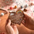 Heart shaped wooden plaque with inspirational quote and rainbow design for home decor. - Style F