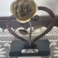 Figura Rosa In Metallo Con Supporto A Cuore Regalo San Valentino Decorazione Casa - Oro