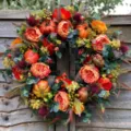 Ghirlanda autunnale artificiale zucca peonia Halloween decorazione porta casa - Ghirlanda di Zucca e Peonia / 40CM