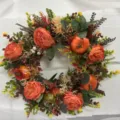 Autumn artificial peony and pumpkin wreath for holiday decoration and seasonal home hanging - Small 30*30CM