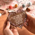 Wooden plaque heart hanging pendant for Mothers Day gift with warm family text and floral decor - Style G