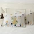 Serviette d'oreiller en gaze de coton à quatre couches mignonne broderie de dinosaure set - Kerilong
