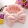 Bandeau Noeud en Polaire Corail Rose Doux Large Bord Maquillage Cheveux Soin Quotidien - Rose Sakura