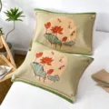 Breathable cotton pillowcase featuring elegant Chinese lotus flower print for cozy bedroom bedding. - Little Lotus