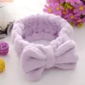 Bandeau nœud en peluche pour visage, serre-tête maquillage corail polaire doux pour femmes. - Violet Roland