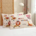 Cotton gauze cartoon embroidered pillowcase soft breathable home bedroom bedding set main - Animal Kingdom