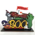 Halloween decorazione da tavola in legno cartello fantasma scheletro zucca spaventoso BOO. - Stile Y