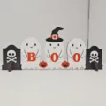 Halloween Holz Tischdekoration süße Geist Schild gruselig Party Deko Requisiten - Holzornament mit drei Geistern