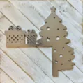 Christmas metal door corner decoration, silver tree and gift box frame decor SKU - Gold Christmas Tree
