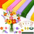Kit artigianale per bouquet di fiori scovolino fai da te con steli colorati e fiori. - 800pz