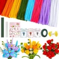 Kit DIY per bouquet di fiori con scovolini, steli colorati, nastro floreale e fiori fatti a mano. - 1000 Pezzi