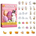 Ostern Adventskalender 24 Tage Countdown Ueberraschung Miniatur Harz Hasen Figuren Set - Hasen-Überraschungsboxen mit Hut