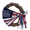American Independence Day patriotic wreath front door hanging flag star fabric decor - Style E 40x40cm
