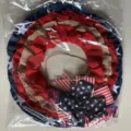 Patriotic US Independence Day wreath door hanging with red white blue burlap and star bow. - Style L 40x40cm