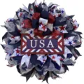 American Independence Day mesh wreath patriotic door hanging holiday bow decoration prop - Style O 40x40cm