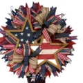 American Independence Day wreath door hanging holiday decoration with stars and stripes bows. - Style P 40x40cm