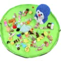 Large waterproof toy storage bag and portable play mat for kids, multi-functional green organizer. - Large Diameter 1.5m / Light Green