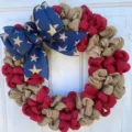 American independence day burlap wreath patriotic red blue star bow door hanging decor - Style V 45x45cm