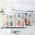 Cotton Four-Layer Gauze Pillowcase Christmas Tree Print Soft Breathable Couple Pillow Towel Set - Christmas Tree Blue
