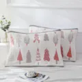 Cotton gauze pillowcase soft breathable Christmas tree pattern red grey home bedding - Christmas Tree Gray