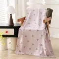 Manta de gasa de algodón con estampado de cereza rosa, toalla de baño de verano suave. - Cereza Rosa