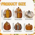 Autumn wooden pumpkin tabletop decoration size chart with six different designs and sizes. - Autumn Harvest Festival Pumpkin Ornament - Style E