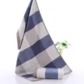 Blue white plaid gauze face towel breathable absorbent soft cotton facial wash towel for couple variant. - 35*75cm / Blue Plaid