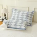 Soft cotton gauze pillow covers with blue diamond pattern, breathable home pillow shams pair. - Single Piece / Versatile Diamond Lattice Blue