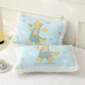 Soft cotton gauze children pillowcase with cute dinosaur embroidery and lace trim for home use - Windmill Dinosaur / Inner Diameter 35*55cm (Single Pack)
