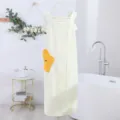 Comfortable wearable bath towel long soft fleece shower dress with star pocket for women - 125x100cm / White