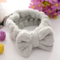 Bandeau Nœud Papillon en Polaire Corail Gris Doux Maquillage Visage Cheveux Spa Coiffe Accessoire - Vert Haricot
