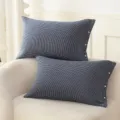 Blue and white gingham cotton pillowcase with snap buttons, soft and minimalist home textile. - Navy Blue Plaid / 48*74cm (Single Pack)